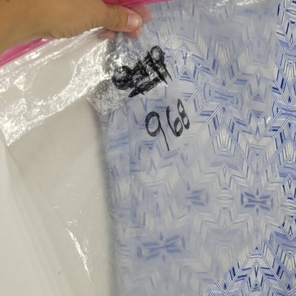 Ripe Blue White Geometric Print Sleeveless Scoop Neck Flared Midi Dress Sz M - Picture 8 of 8